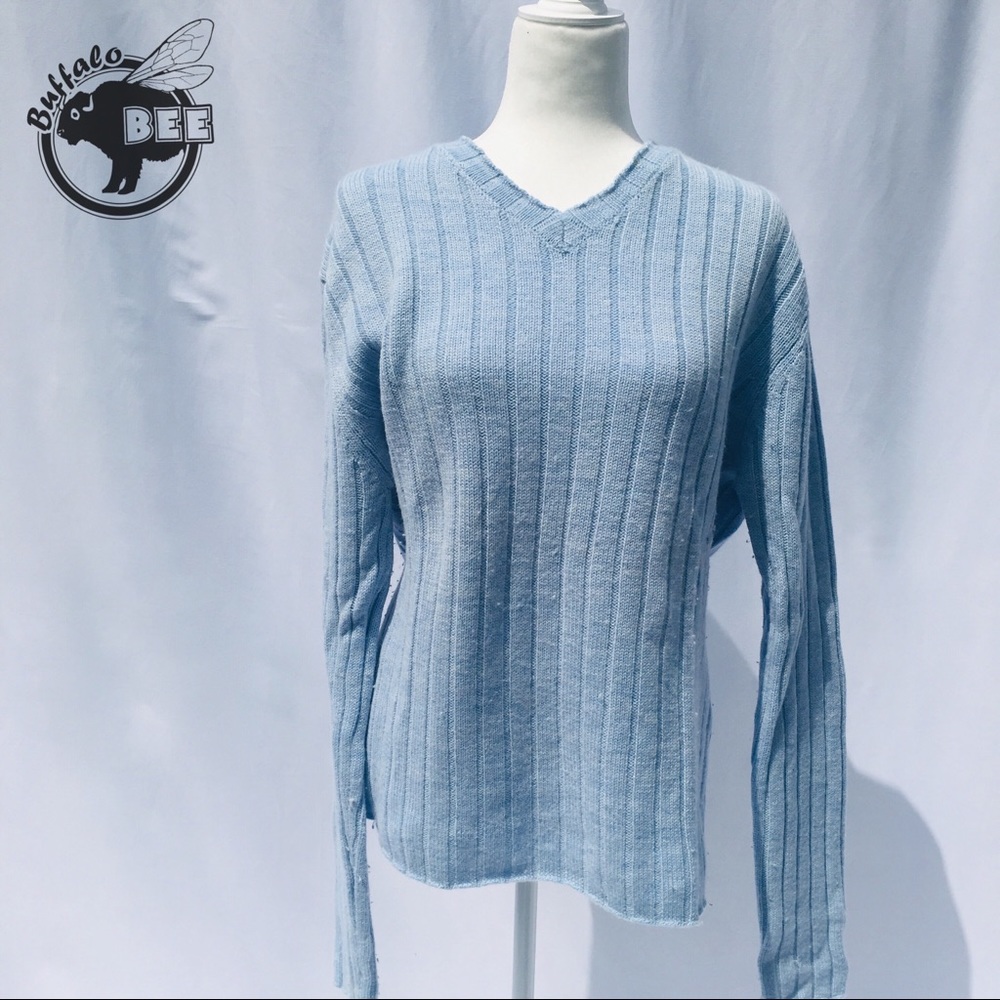 Banana Republic merino wool baby blue v neck